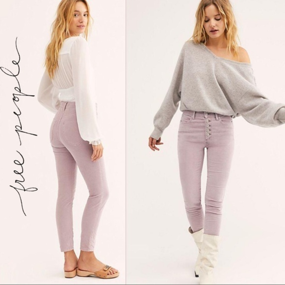 NWT Free People Sun Chaser Lilac Corduroy Jeans